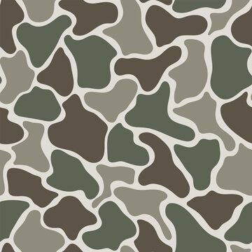 Olive Green and Brown Old School Duck Camo Seamless Pattern Vector Texture for Sportsman Apparel and Gear