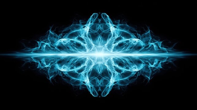 Glowing abstract energy wave on black backdrop