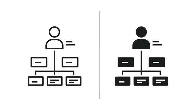 Organizational hierarchy chart with manager icon isolated on transparent background vector