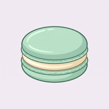 Cute mint green macaron illustration on a light background