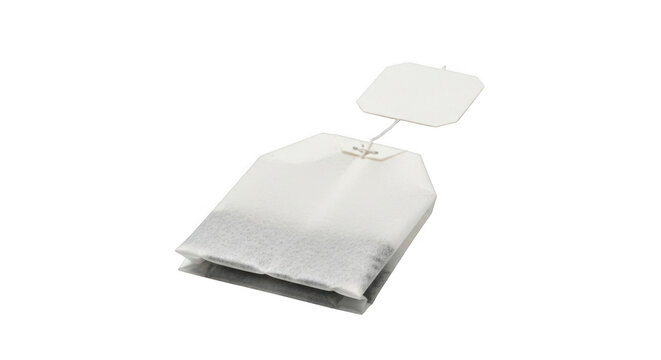 A single empty paper tea bag isolated on transparent background