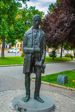Vrsac, Serbia - July 25th 2026: Monument to Jovan Sterija Popovic, a Serbian playwright and  poet, made by Jovan Soldatovic