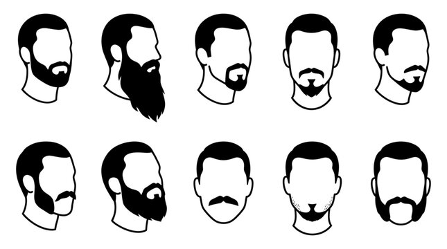Set of men facial hair styles vectors and beard icons