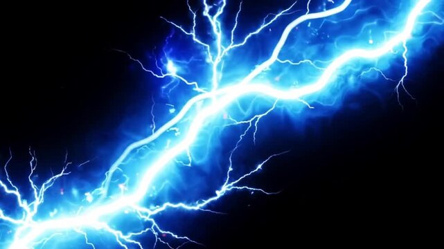 Powerful Blue Lightning and Thunder Energy Strike on Black
