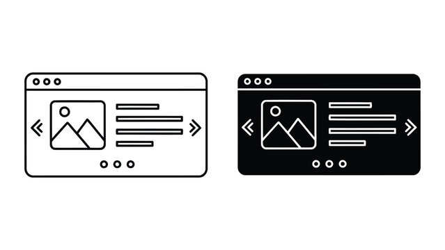 Web browser carousel slider vector icon set for digital interface and web design usage