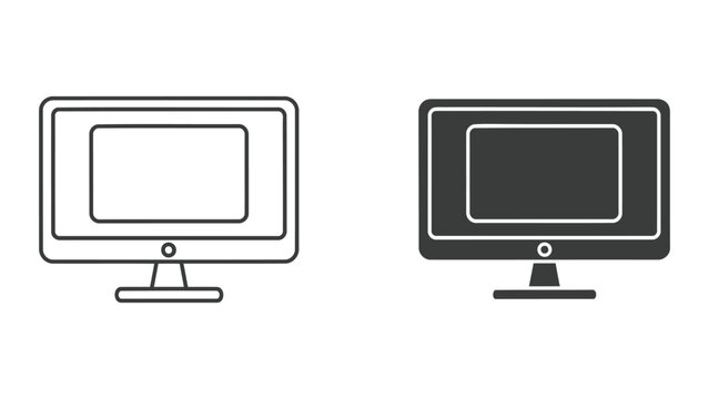 Desktop computer monitor screen vector icon isolated on white background