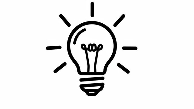 Light Bulb Idea Outline Icon Draw Animation on White Background