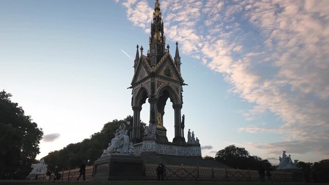 Exterior of the famous Royal Albert Hall concert venue (building) and The Albert Memorial in South Kensington, London. Opera theater in England, UK | May 02 2026