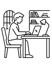 Fototapeta premium Accessing online library databases and digital resources on a laptop.