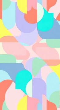 Vibrant abstract geometric pattern featuring fluid shapes, soft pastel colors, and organic lines repeated in a seamless, modern layout, pattern, digital, illustration