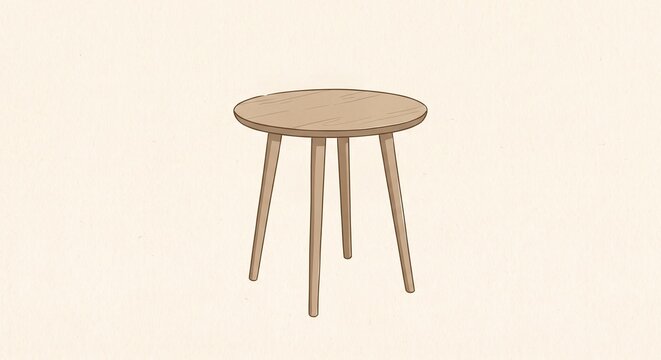 Minimal Wooden Chair Illustration on Warm Cream Background