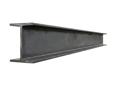 I beam steel metallic construction structural profile, isolated on transparent background