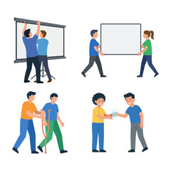 Obraz premium People Collaborating and Assisting Each Other in Professional and Daily Life Situations