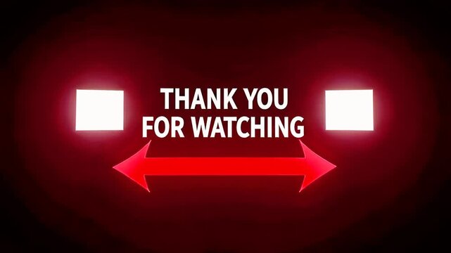 Thank you for watching video outro, red cinematic background with glowing arrows, social media end screen for content creators