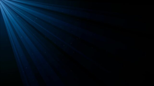 Blue light beams shining from the corner on black background on transparent background