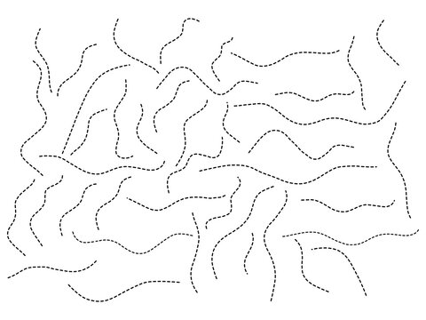 Abstract dashed line pattern, irregular flowing curves for background and design