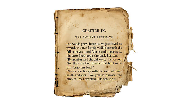 Vintage book page with aged text and stains