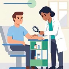 Obraz premium Dermatologist examining patient skin with magnifying glass