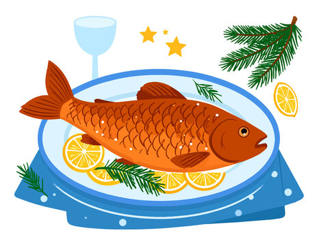 Świąteczna ryba karp ilustracja