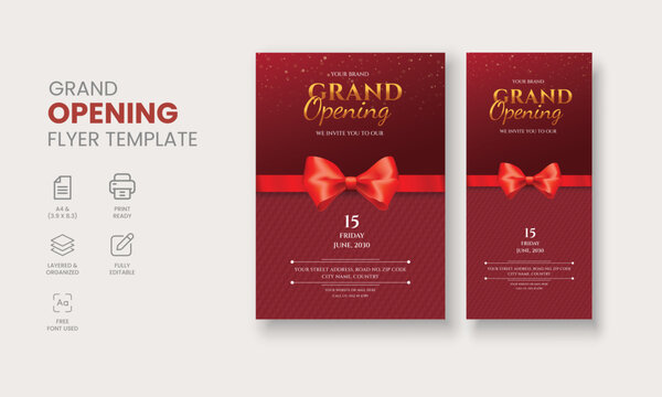 Grand Opening Flyer Template, Realistic grand Opening Invitation, Inauguration Flyer Template, Grand opening ceremony invitation flyer