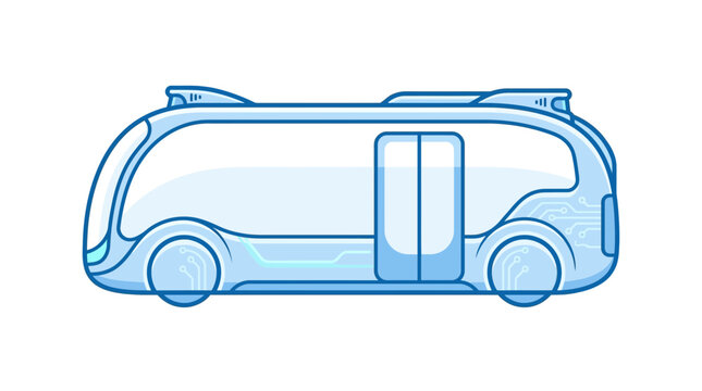 Modern Autonomous Electric Shuttle Bus Illustration