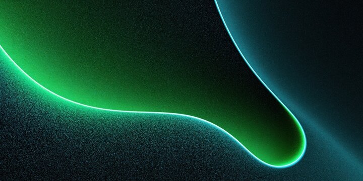 Dynamic abstract shape with glowing green line
