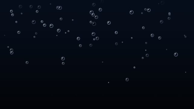 Rising White Bubbles on a Dark Blue Background