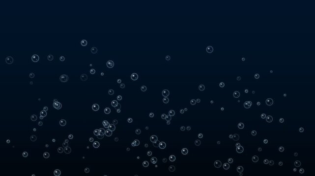 Abstract illustration of white bubbles rising on a dark blue background