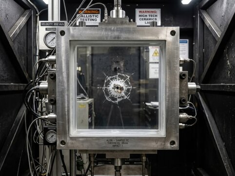 Ballistic testing of durable transparent aluminum glass with camera setup