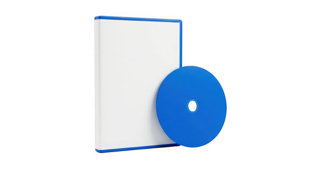 Blank dvd or bluray case with disc isolated on transparent background