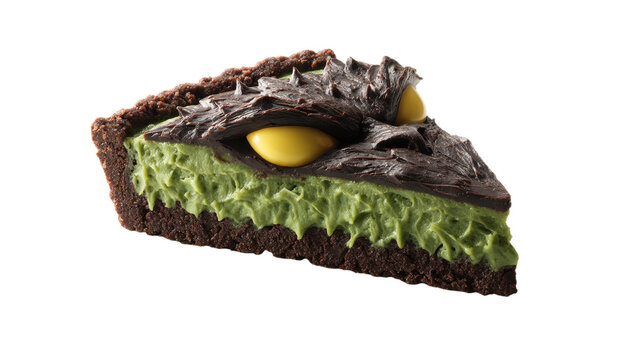 Slice of chocolate cake monster face