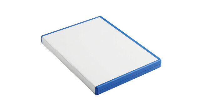 Closed blue plastic bluray case isolated on transparent background