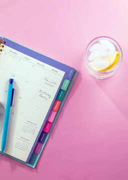 Calendar book,Female planner writing daily appointment. Calendar reminder event for planner concept