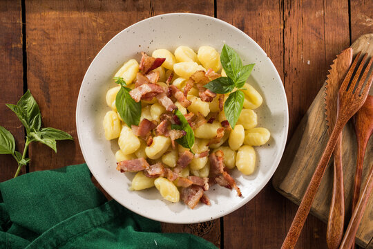 Potato Gnocchi with and bacon.
