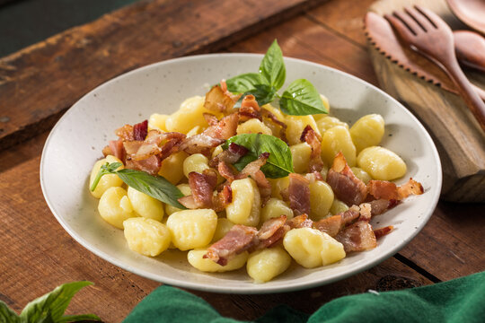 Potato Gnocchi with and bacon.