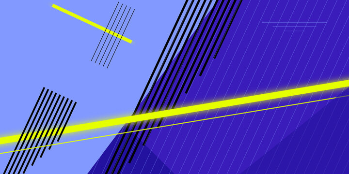Abstract geometric composition with neon yellow lines on transparent background