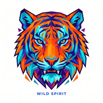 Colorful Geometric Tiger Head and Mythical Dragon Mascot Vector Set for Apparel T-Shirt Prints and Gaming Logos