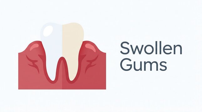 Swollen gums medical illustration showing gingival health issues around a tooth