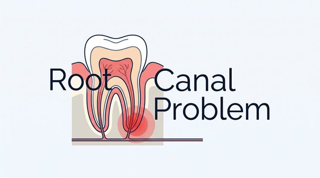 Root canal problem cross section showing inflamed tooth pulp and infection inside dental anatomy for endodontic dental clinic patient information