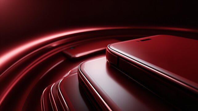 Smooth curves glow with deep red light.