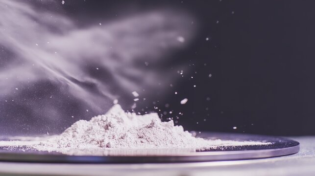 White granules flow steadily along a clean industrial conveyor belt