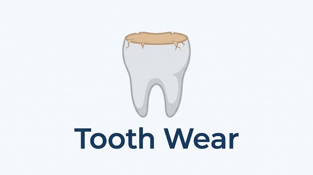 Vector graphic of tooth wear showing enamel erosion and surface damage for dental health and restorative dentistry educational materials