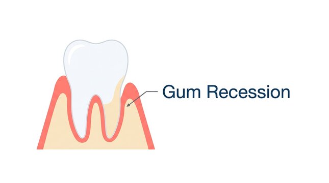 Medical vector graphic of gum recession illustrating root exposure and periodontal issues for dental clinic patient education programs