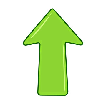 Glossy Green Upward Arrow Growth and Success Vector Illustration Icon