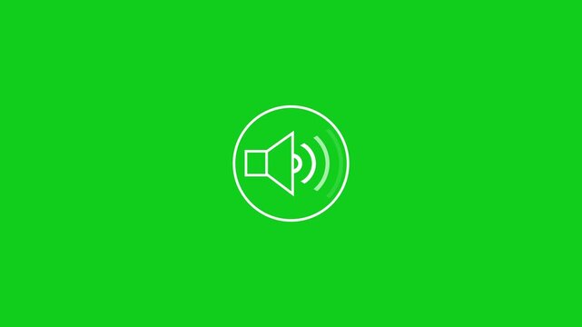 White speaker icon with sound waves on green background minimalist audio symbol graphic design. 4K video