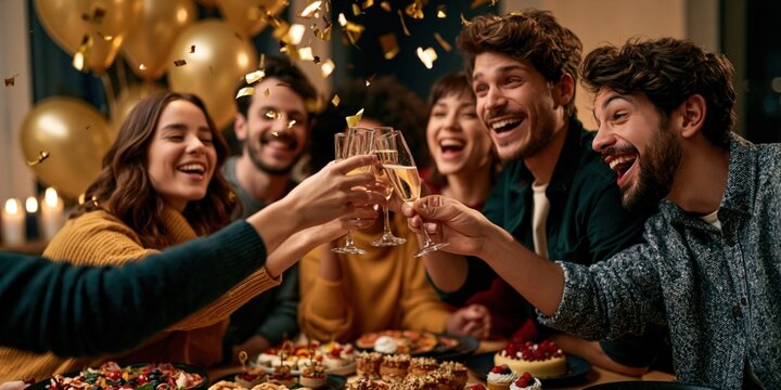 Friends toasting celebration happiness togetherness joyful moments