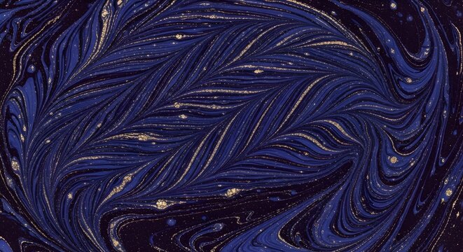 Abstract Cosmic Swirls with Starry Galaxy Texture - Vibrant Deep Blue Space Background Design