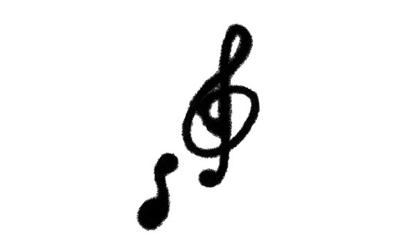 Hand-drawn Doodle Treble Clef and Music Note Sketch Black and White Line Art Vector Illustration