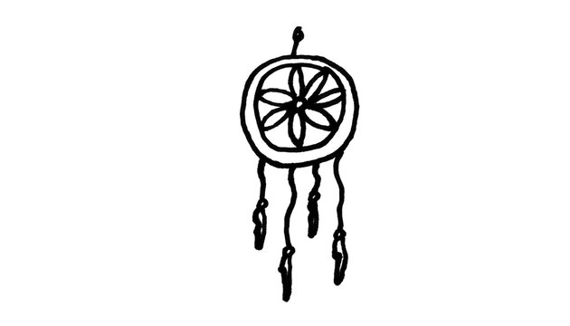 Dreamcatcher Doodle Line Drawing Black and White Vector
