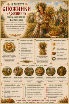 Green Week Rusalii Slavic spring folk festival infographic in Russian